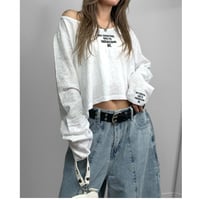 スラブシアーロゴクロップドロンT 【WHITE】