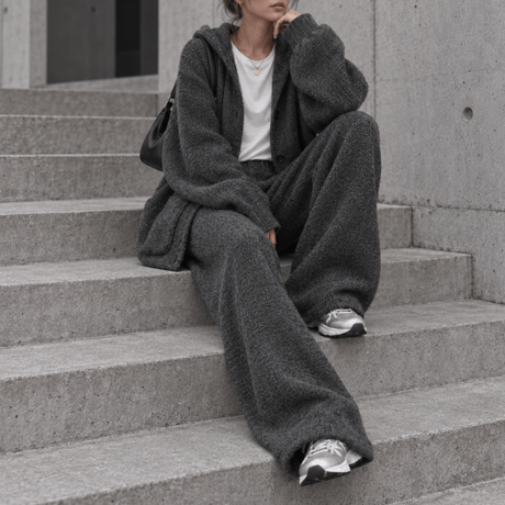 フーディーニットSET UP 【DARK GRAY】