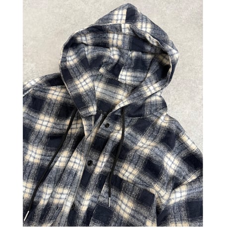 起毛チェックフーディーJK