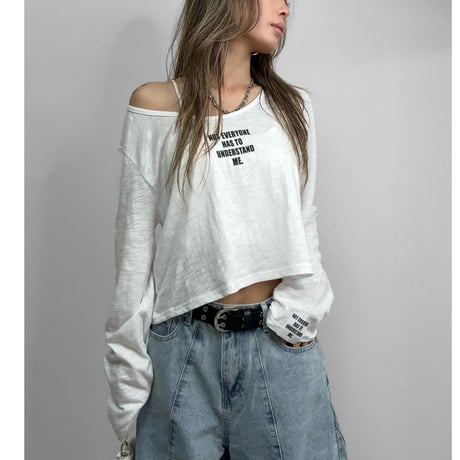スラブシアーロゴクロップドロンT 【WHITE】
