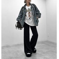 ストレートワイドスウェットパンツ 裏起毛ver. 【BLACK】