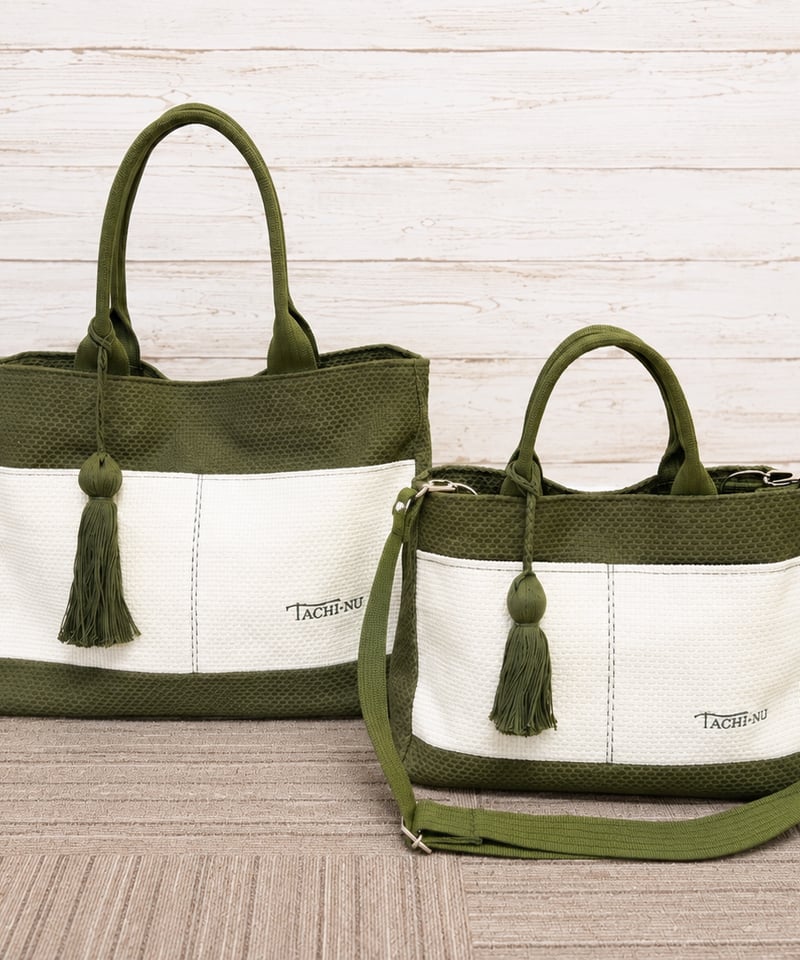 TASSELトートバッグ両面 Lサイズ 数量限定KHAKI | TACHI-NU
