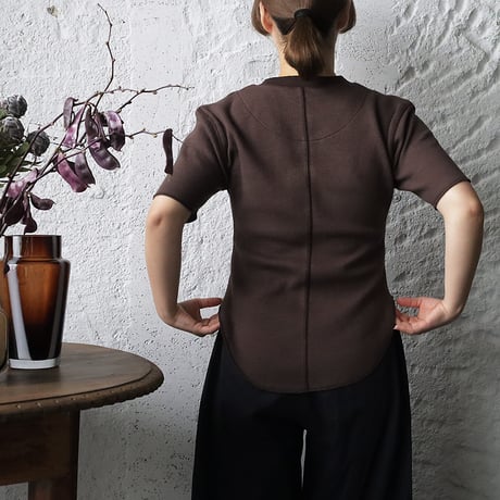 ànuke halfsleeve henley tops (brown/gray)