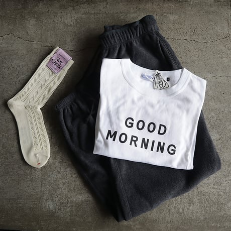 R&D.M.Co- GOOD MORNING L/T-shirt (white)[black/red]