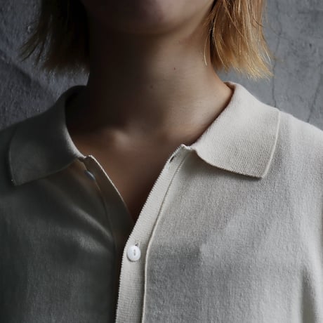 NOUVELLES DU PARADIS high twist cotton polocardigan (milky beige)