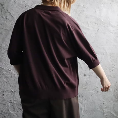 NOUVELLES DU PARADIS high twist cotton polocardigan (dark brown)