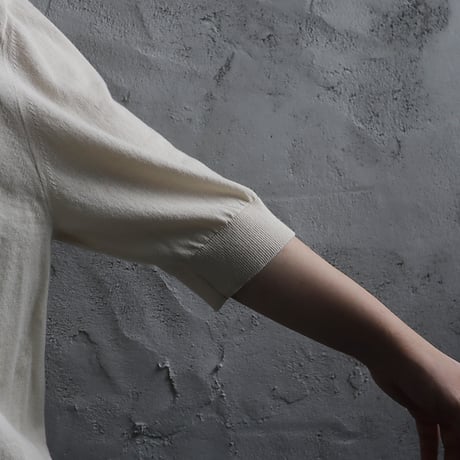 NOUVELLES DU PARADIS high twist cotton polocardigan (milky beige)