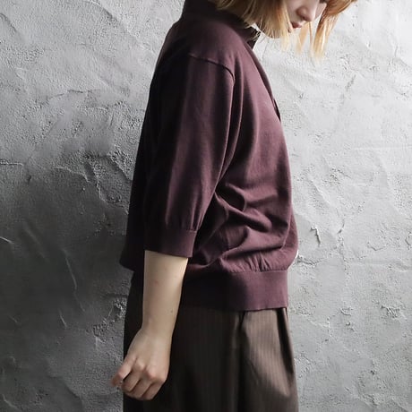 NOUVELLES DU PARADIS high twist cotton polocardigan (dark brown)