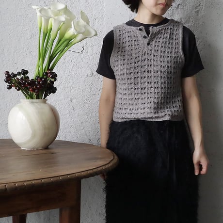 ànuke pattern Knit tanktop (ivory/gray)