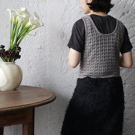 ànuke pattern Knit tanktop (ivory/gray)