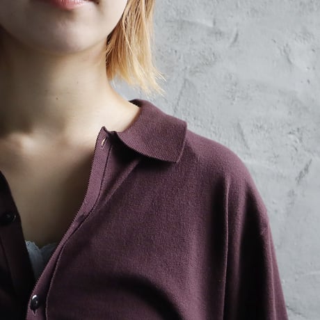 NOUVELLES DU PARADIS high twist cotton polocardigan (dark brown)