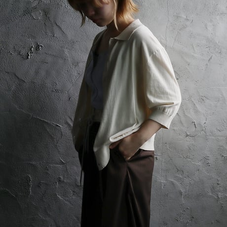 NOUVELLES DU PARADIS high twist cotton polocardigan (milky beige)
