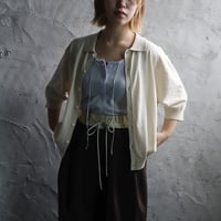NOUVELLES DU PARADIS high twist cotton polocardigan (milky beige)