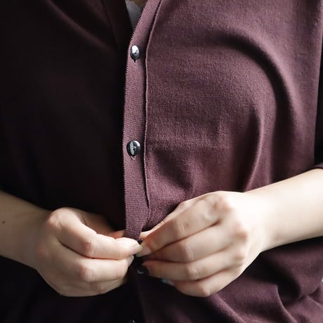 NOUVELLES DU PARADIS high twist cotton polocardigan (dark brown)