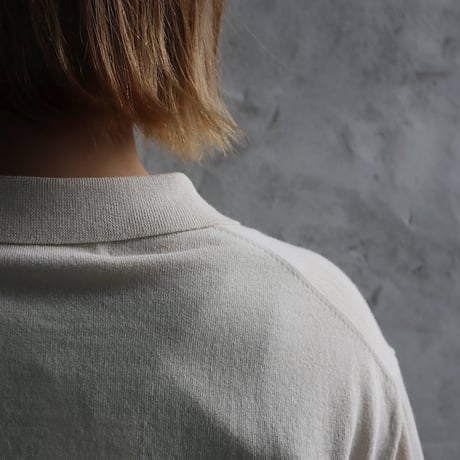 NOUVELLES DU PARADIS high twist cotton polocardigan (milky beige)