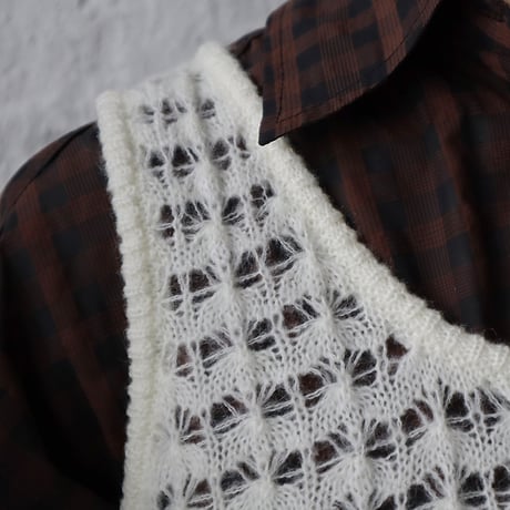 ànuke pattern Knit tanktop (ivory/gray)