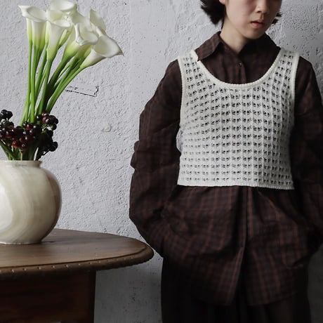ànuke pattern Knit tanktop (ivory/gray)