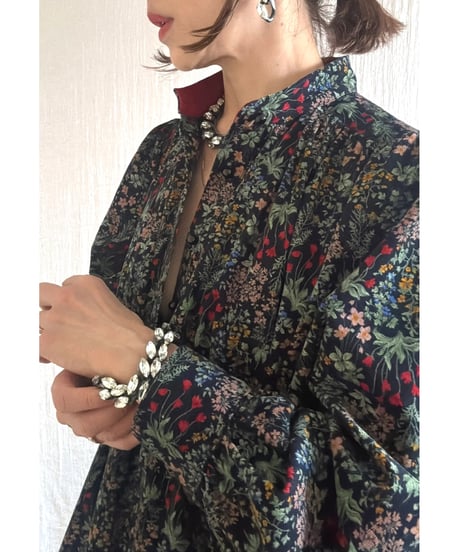 【BOUTIQUE】 FLOWER GARDEN print dress  / TE-3603 / ２色展開