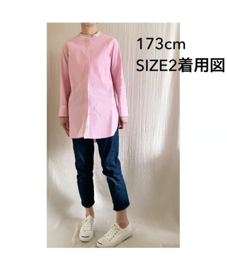【BOUTIQUE 】METAL LONG SHIRT メタルロングシャツ  TG-2700  / WHITE /  PINK