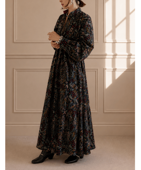 【BOUTIQUE】 FLOWER GARDEN print dress  / TE-3603 / ２色展開