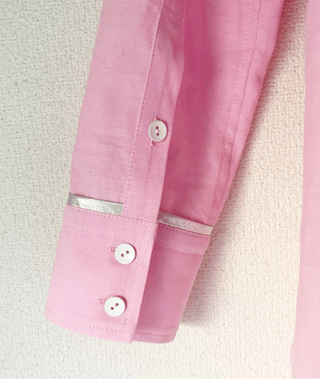 【BOUTIQUE 】METAL LONG SHIRT メタルロングシャツ  TG-2700  / WHITE /  PINK