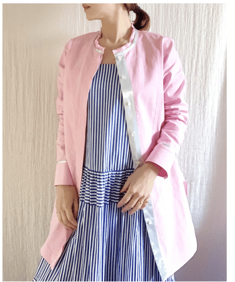 【BOUTIQUE 】METAL LONG SHIRT メタルロングシャツ  TG-2700  / WHITE /  PINK