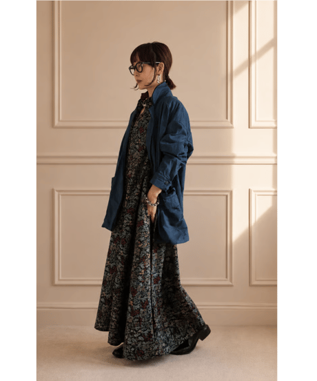 【BOUTIQUE】 FLOWER GARDEN print dress  / TE-3603 / ２色展開