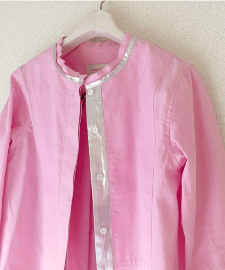 【BOUTIQUE 】METAL LONG SHIRT メタルロングシャツ  TG-2700  / WHITE /  PINK