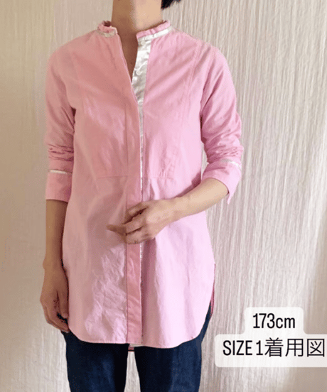 【BOUTIQUE 】METAL LONG SHIRT メタルロングシャツ  TG-2700  / WHITE /  PINK