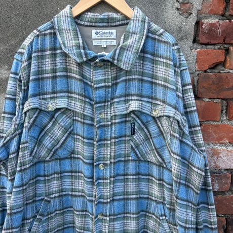 90s Columbia サイドポケット付きチェックネルシャツ