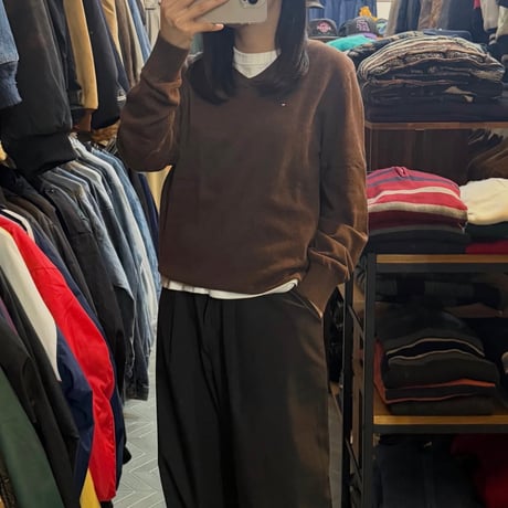 TOMMY HILFIGER Vネックコットンニット