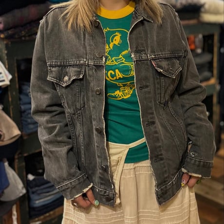90s カナダ製 Levi's 75505 先染めブラックデニムジャケット