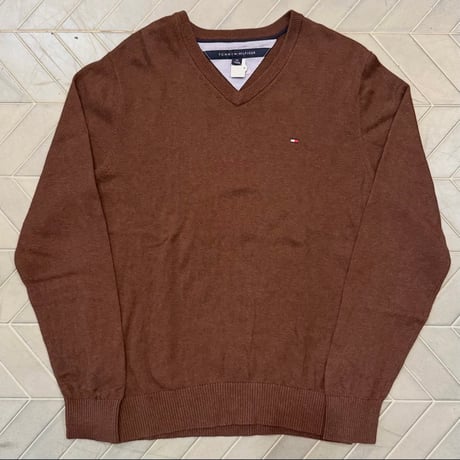 TOMMY HILFIGER Vネックコットンニット