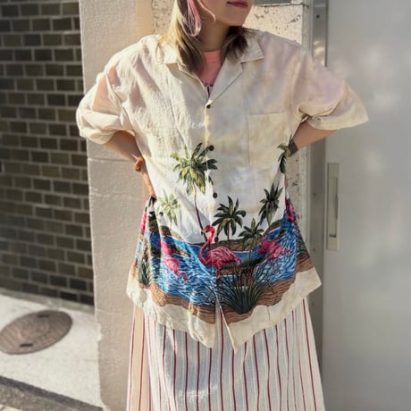 Made in Hawaii (USA製)フラミンゴ柄アロハシャツ