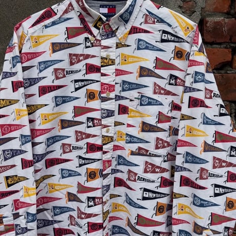 90s TOMMY HILFIGER ペナント総柄シャツ