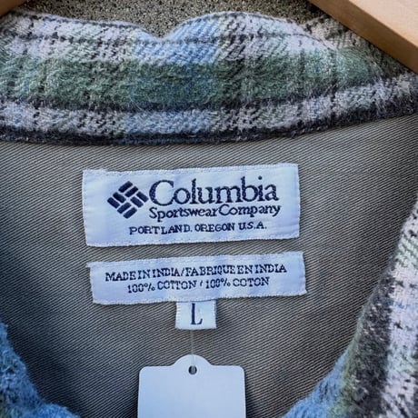90s Columbia サイドポケット付きチェックネルシャツ