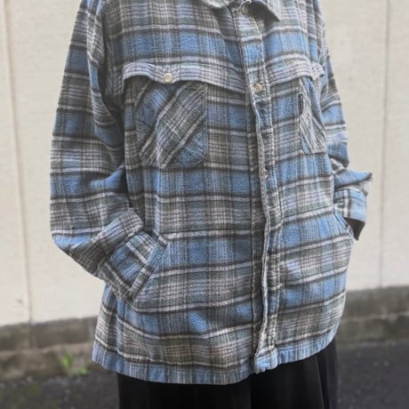90s Columbia サイドポケット付きチェックネルシャツ
