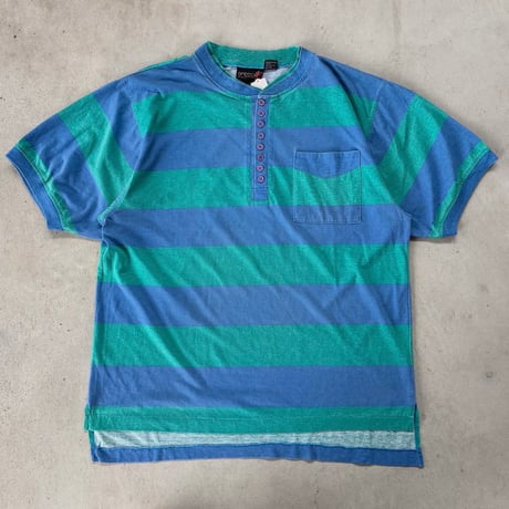 ヘンリーネック ボーダーリンガーTシャツ