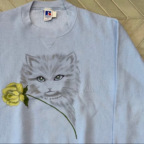 90s USA製 Russell 猫ちゃんスウェット