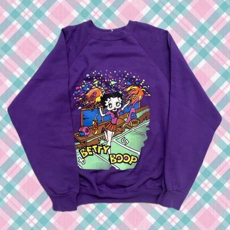 USA製 BETTY BOOP チアリーダーラグランスウェット