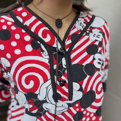 Mickey & Co. ミッキー総柄 ベースボール風チュニックワンピース