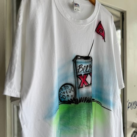 00's ゴルフ×ビール エアブラシプリントTシャツ XL