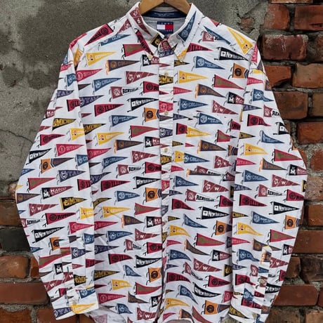 90s TOMMY HILFIGER ペナント総柄シャツ