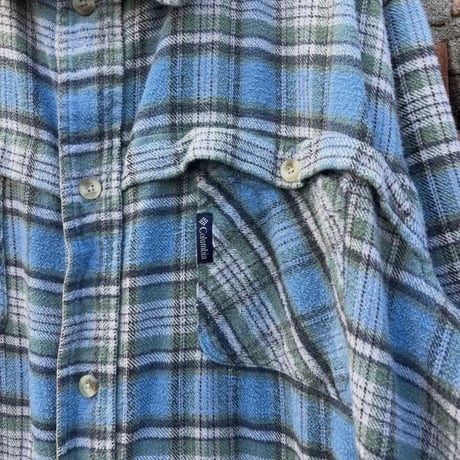 90s Columbia サイドポケット付きチェックネルシャツ