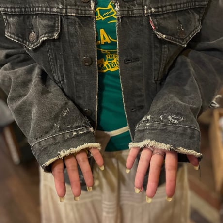 90s カナダ製 Levi's 75505 先染めブラックデニムジャケット