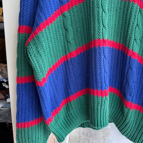 90's Eddie Bauer コットンボーダーニットセーター