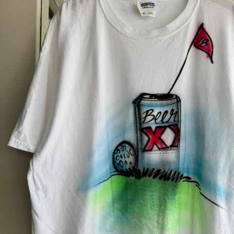 00's ゴルフ×ビール エアブラシプリントTシャツ XL