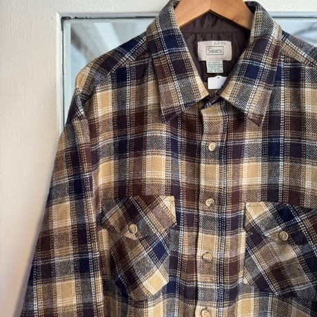 80's Searsアクリルチェックシャツ XL