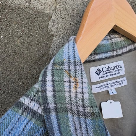 90s Columbia サイドポケット付きチェックネルシャツ