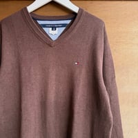 TOMMY HILFIGER Vネックコットンニット